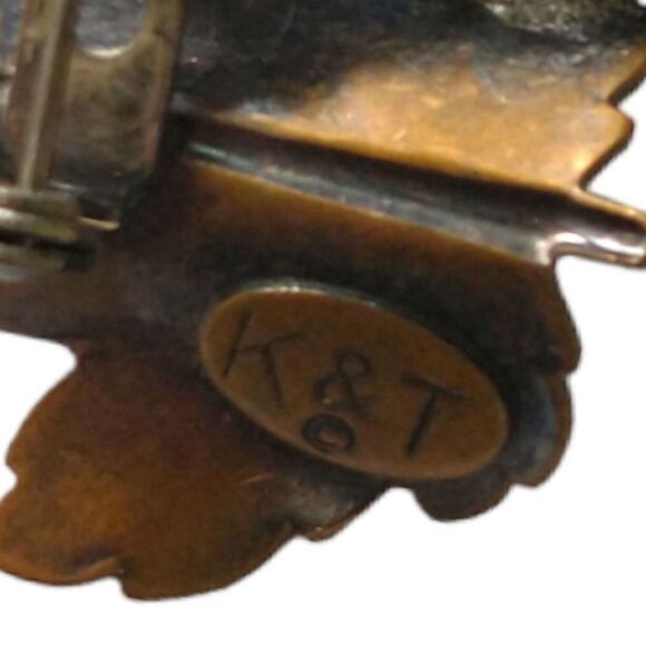 Vintage Maple Leaf Brooch Pin Mixed Metals K&T Leaves Artisan Autumn Cottagecore - Picture 11 of 16